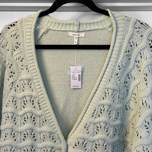 New! Maurices Wave Pointelle Stitch Button Front Cardigan - Picture 3 of 11